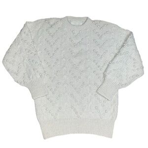 Andean Imports Peru Vintage 100% Alpaca Wool Hand Knit Cable Knit Bobble Sweater